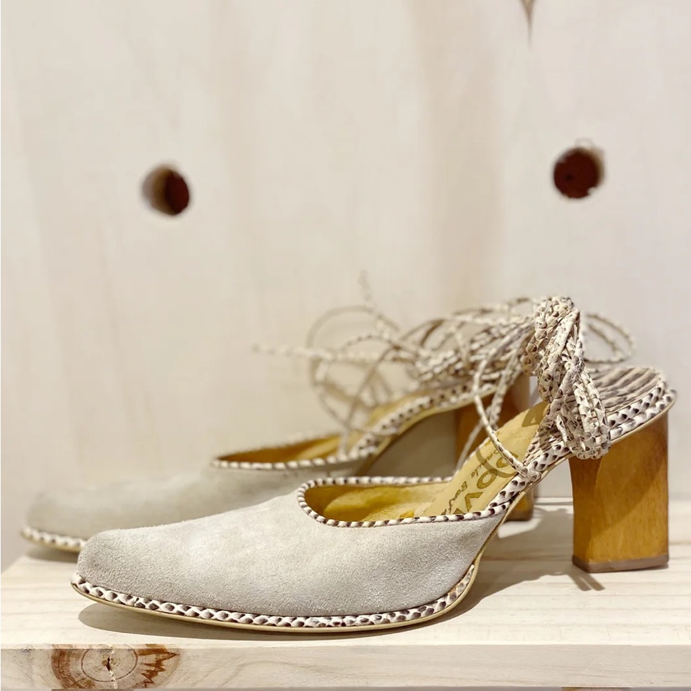 Suede Pointy High Heel Mules with Laces by Dover Danilo Bonfante Made in Italy